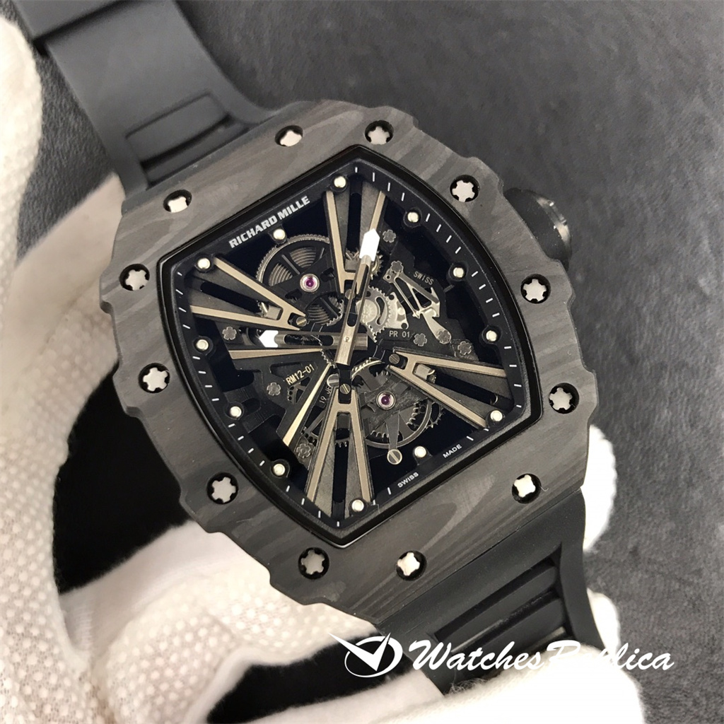 Hot Top Richard Mille Rm12 01 Carbon Fiber Version Watch Perfect